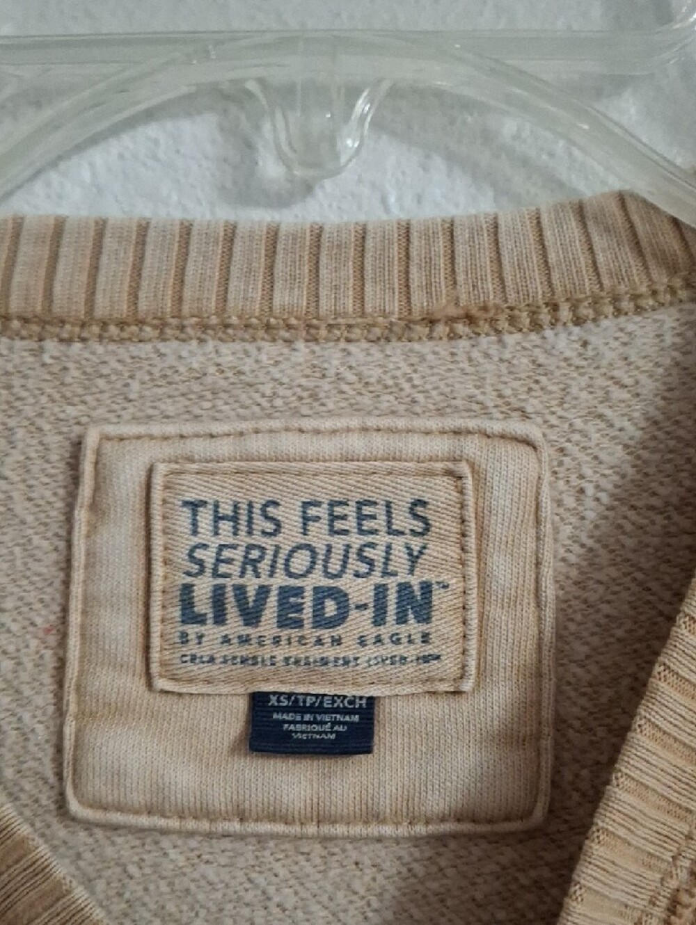 American Eagle Outfitters Tan Crewneck Sweatshirt with Pink Smiley Graphic - Picture 3 of 5